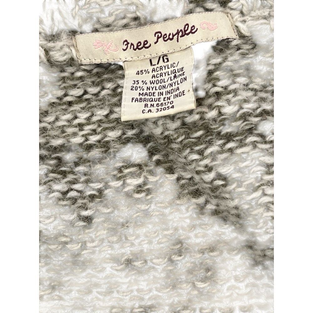 Free People Collared Cardigan Sweater Loose Knit Jacket Tie Wool Women'sLarge - Picture 4 of 4